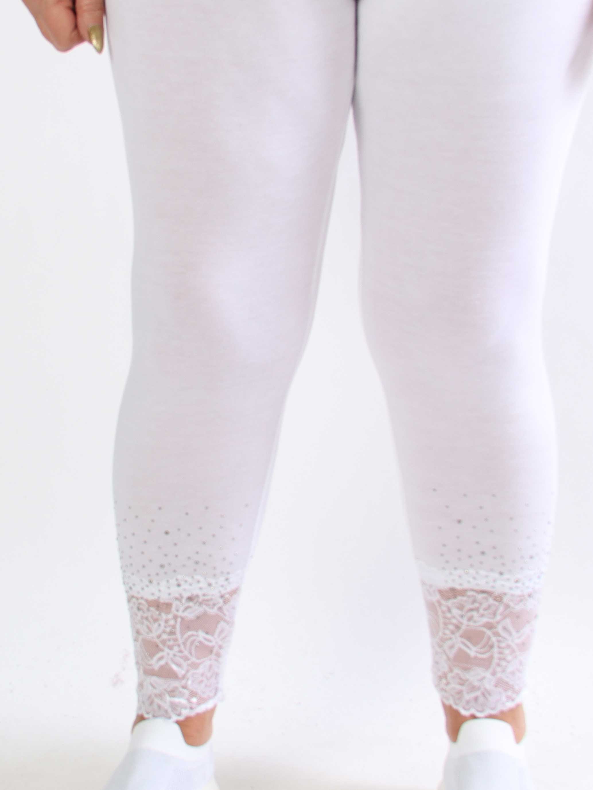 Kia - Bløde leggings i viskose med blondekant og similisten